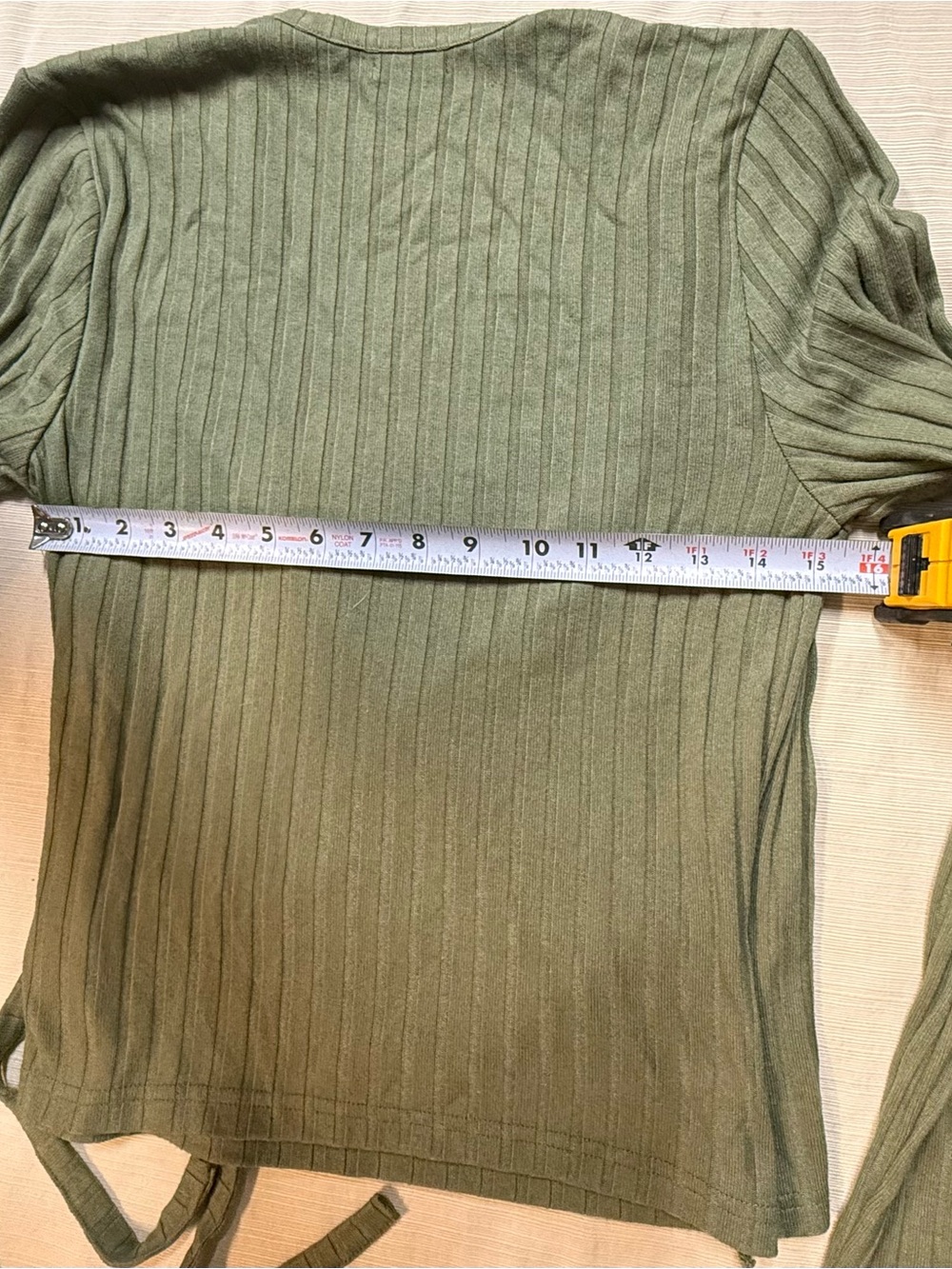 dip Olive Green Wrap Style  Ribbed Women's Top - Picture 8 of 14